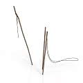 Brown Wooden Rod Structures With Hanging Rope Details On White Background