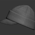 Striped Gray Knit Beanie Cap With Brim For Casual Daily Wear