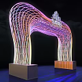 Colorful Decorative Lighting Arched Structure Wireframe Design Illuminating Night Scene for THE ARCS 3d model