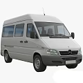 White Mercedes Commercial Van With Multiple Windows And Front Grille Design 3d model