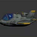 Futuristic Sci Fi Aircraft 3D Model With Gray Yellow Blue Colors Transparent Cockpit And Streamlined Wings