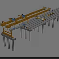 Bridge Girder Erector With Track System Installing Concrete Girders During Bridge Construction 3d model
