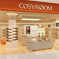 COSYROOM Shopping Mall Counter With Orange Signage And Product Display Shelves