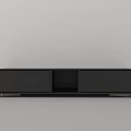 Sleek Black TV Stand With Two Closed Cabinets And Central Open Compartment 3d model