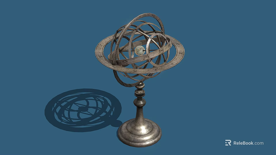 Industrial Equipment Metallic Precision Device With Circular Rings And Stable Base Stand 3d model 