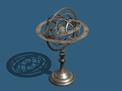Industrial Equipment Metallic Precision Device With Circular Rings And Stable Base Stand 3d model