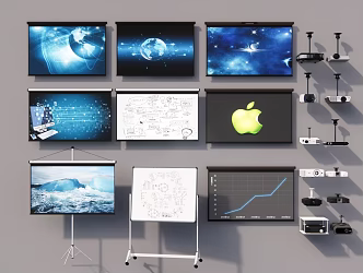Modern Projection Curtain Projector Curtain 3d model