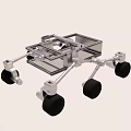 Intelligent Robotic Exploration Machine With Four Black Wheels And Metal Frame 3d model