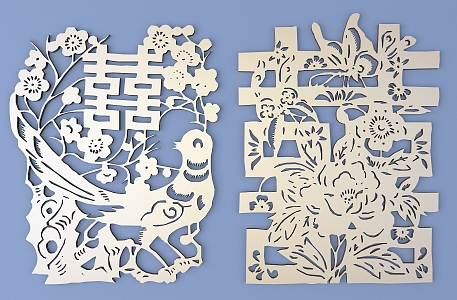 Chinese Happy Character Paper-cut Carved Hollow Carved 3d model