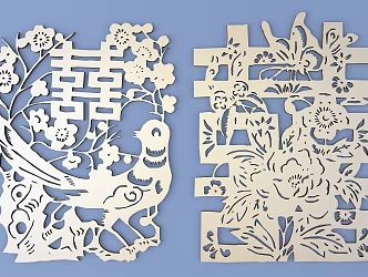 Chinese Happy Character Paper-cut Carved Hollow Carved 3d model