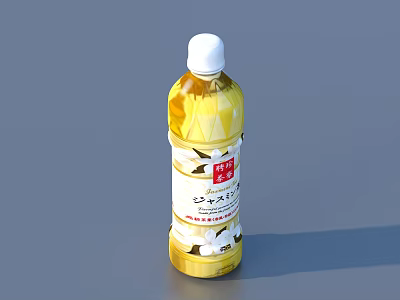 Bottled Herbal Drink With Yellow Liquid And Natural Honeysuckle In Transparent Bottle 3d model