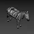 Detailed 3D Game Movie Character Zebra With Black White Stripes Standing Pose