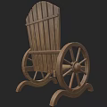 Rustic Wooden Leisure Chair With Wheel Shaped Armrests And Classic Design
