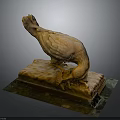 Eagle Sculpture With Detailed Feathers Bending Head On Decorative Stone Base 3d model