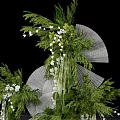 Elegant Wedding Floral Installation With Bride Green Plants White Flowers Hanging Lights