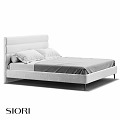 Modern Double Bed With White Headboard Gray Bedding Pillows And Sleek Design