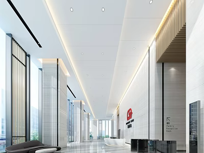 Modern Hall Office Hall Reception Front Office Hall 3d model