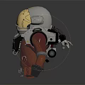 Red and Gray Astronaut Spacesuit with Gold Visor Helmet and Chest Gear