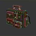 Vintage Suitcase With Multiple Pockets In Red And Green Color Design