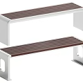 Modern Landscape Seats With White Metal Frame And Brown Wooden Slats