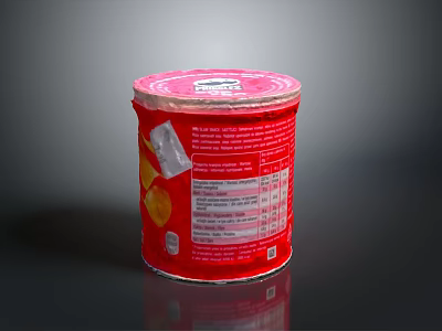 Red Tin Can With Nutrition Label Red Lid And White Sachet 3d model