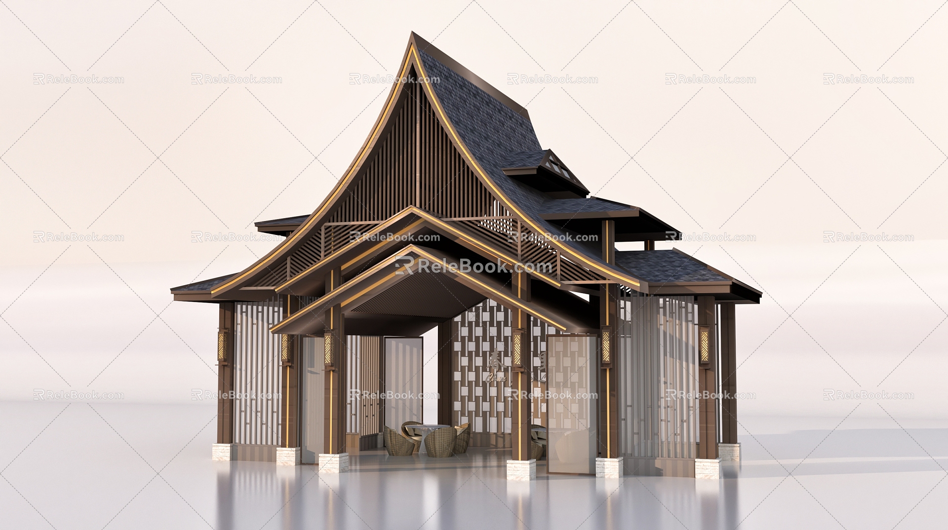 Ancient Pavilion, Gazebo Pavilion, Landscape Pavilion, Hexagonal Pavilion 3d model