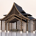 Ancient Pavilion, Gazebo Pavilion, Landscape Pavilion, Hexagonal Pavilion 3d model