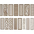 Various Golden Decorative Partition Designs With Intricate Patterns On Wall 3d model