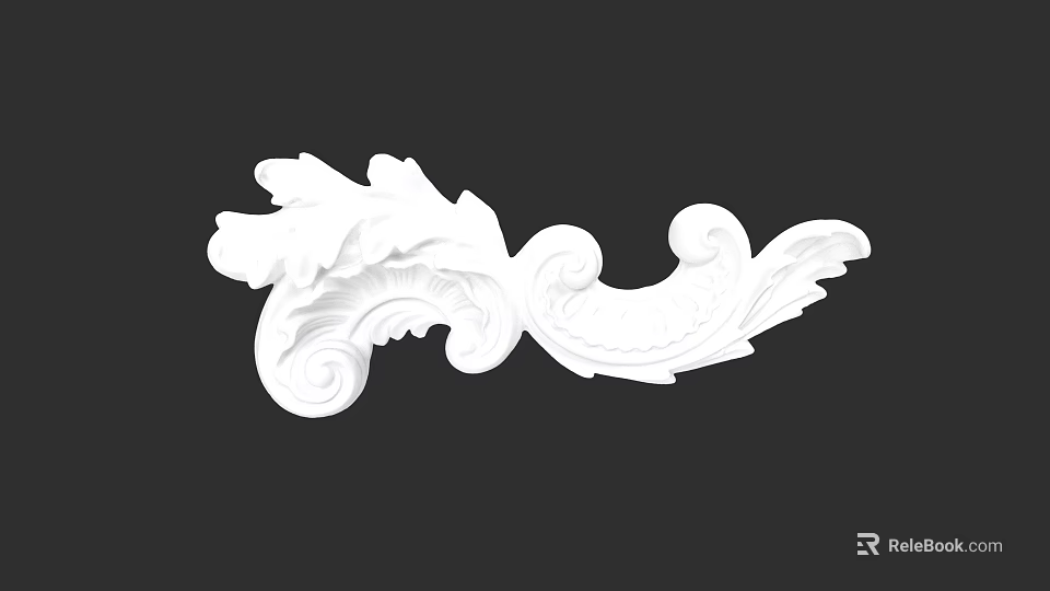 Desk With Intricate White Carved Decorative Ornaments And Classic Design 3d model 