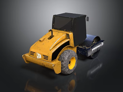 Yellow Ingersoll Rand Road Roller With Black Cabin And Rear Roller 3d model