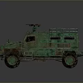 Military Green Armored Vehicle With Roof Weapon Mount And Off Road Tires