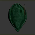 Green Leather Hat With Stitched Edge And Brown Feather Decorations