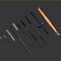 Various Military Weapons Including Rifles Handguns And Grenade Displayed On Dark Surface