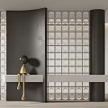 Modern partition glass brick partition 3d model
