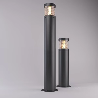 Modern Black Column Outdoor Lights With Illuminated Shade For Garden Decor 3d model