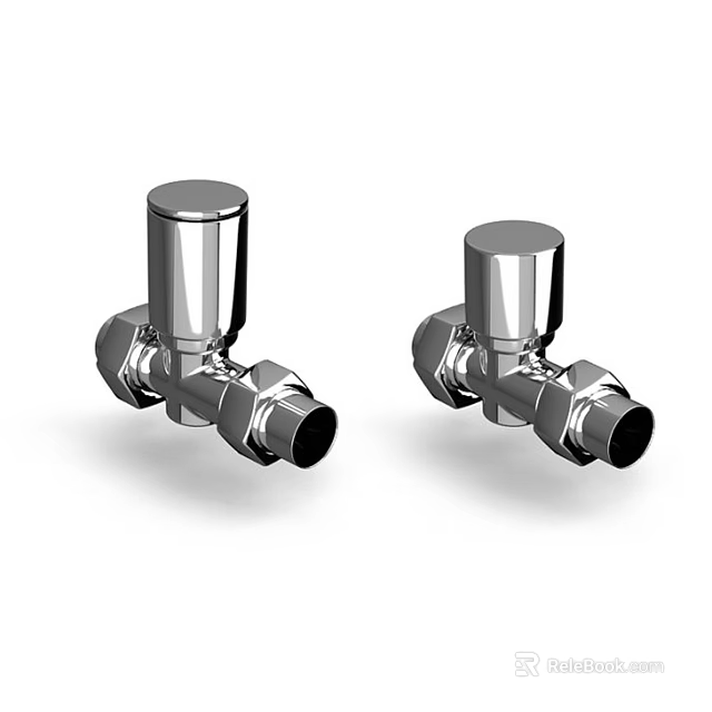 Two Chrome Plated Faucet Valves with Modern Design for Kitchen and Bathroom 3d model 