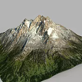 Mountain Terrain With Snow Covered Peaks Rocky Slopes And Green Vegetation
