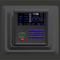 Modern Stand Control Panel Featuring Digital Display Screen And Interface Buttons On Metallic Base