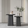 Modern Side Tables With Marble Tops Decorative Items And Potted Plant In Minimalist Interior