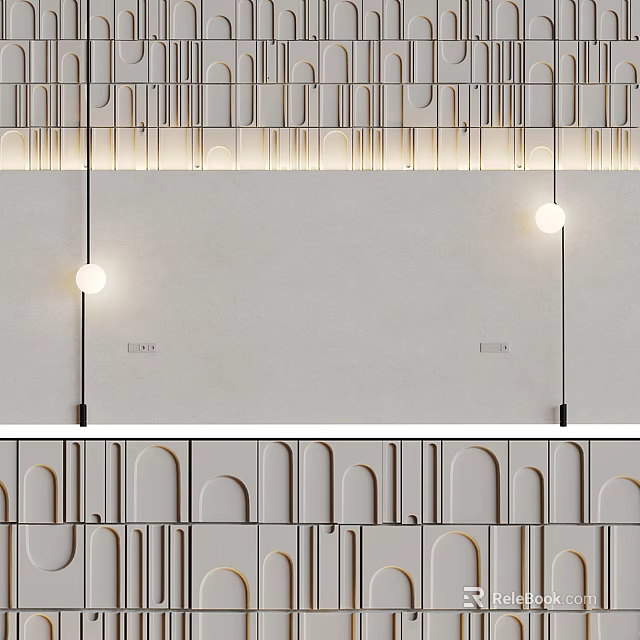 Modern Stylish Wall Decor With Geometric Patterns And Pendant Lights 3d model 