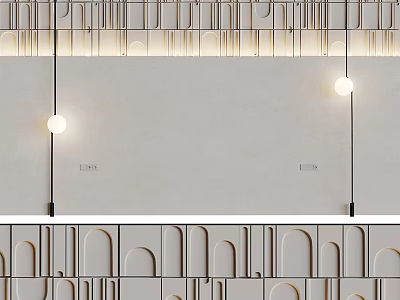 Modern Stylish Wall Decor With Geometric Patterns And Pendant Lights 3d model