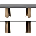 Modern Contemporary Dining Table With Black Glass Top And Sleek Gold Metal Legs 3d model
