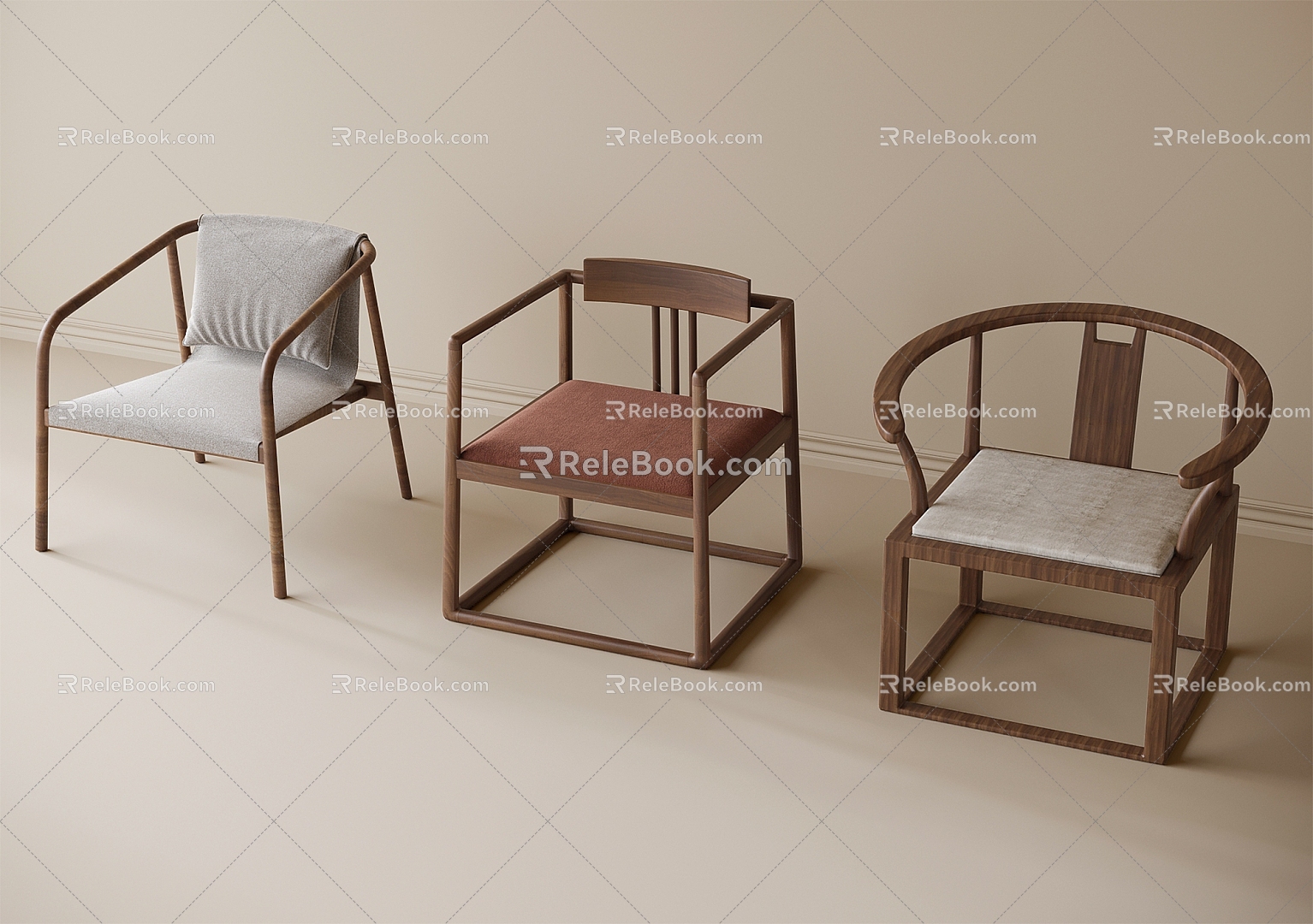 Chinese Style Single Chair Leisure Chair Tea Chair Book Chair 3d model