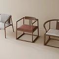Modern Minimalist Single Chairs With Wooden Frame And Gray Beige Brown Cushions