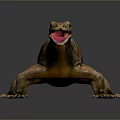 Reptile Lizard With Brown Body And Pink Tongue Sticking Out On Grey Background
