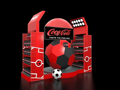 Commercial Equipment Coca Cola Display Rack with Football Decoration and Red Black Design 3d model