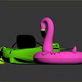 Green Kayak With Paddle And Pink Flamingo Inflatable Water Toys For Summer