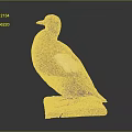 Brown Flying Bird With White Wing Feathers Red Eyes Standing On Stone Base