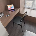 Modern Bedroom Interior Design With Gray Wardrobe Pink Comforter Wooden Bookshelf And Desk