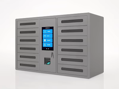 Smart Locker Cabinet With Multiple Drawers Digital Screen And Fingerprint Scanner Secure Storage 3d model
